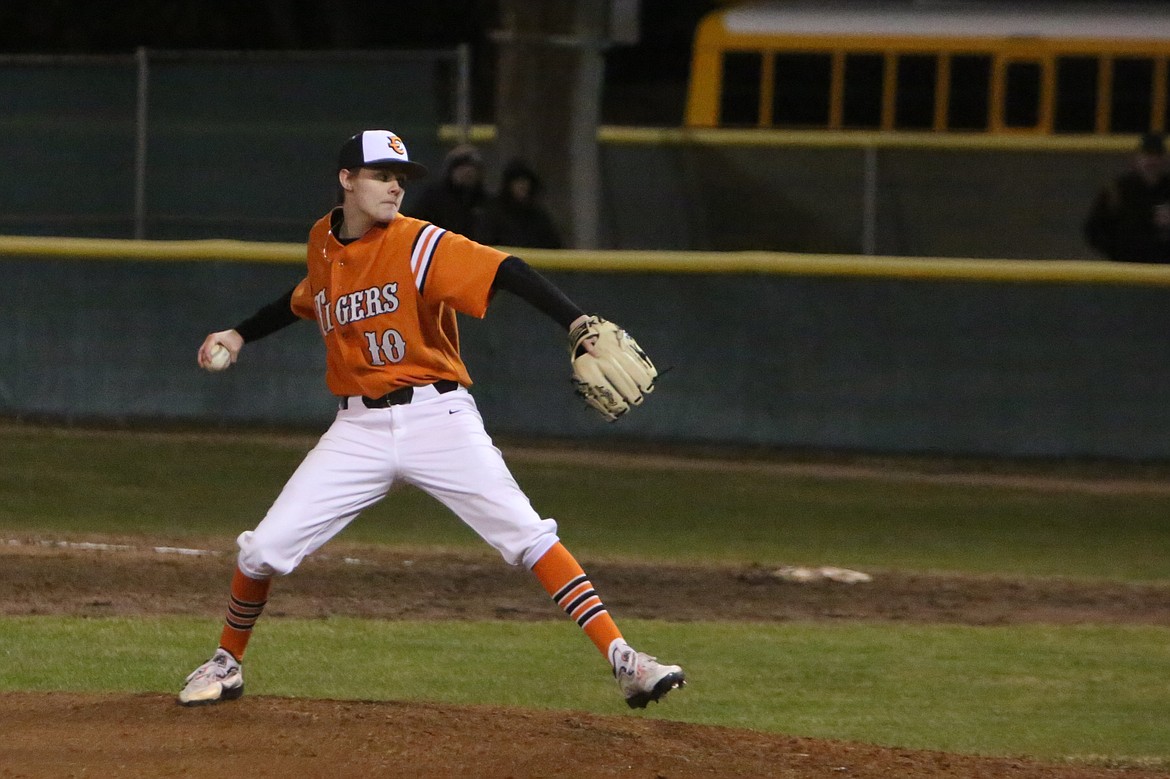 Ephrata senior Noah Ferebee (10) pitches the ball against Quincy. Tigers Head Baseball Coach David Tempel said pitching staff were a key part of the team's success over the weekend.