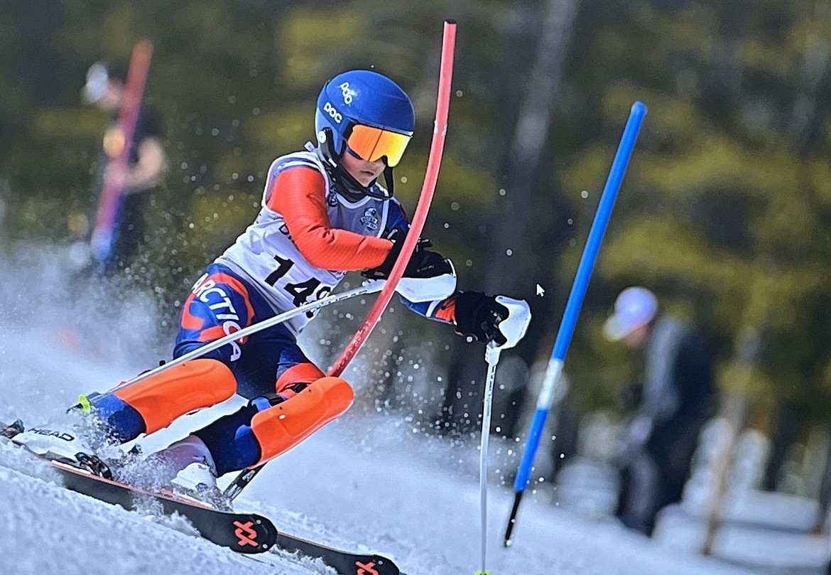 Stephan Hadidi racing slalom for the Flathead Valley Ski Education Foundation team in the Youth Ski League. (Photo provided)