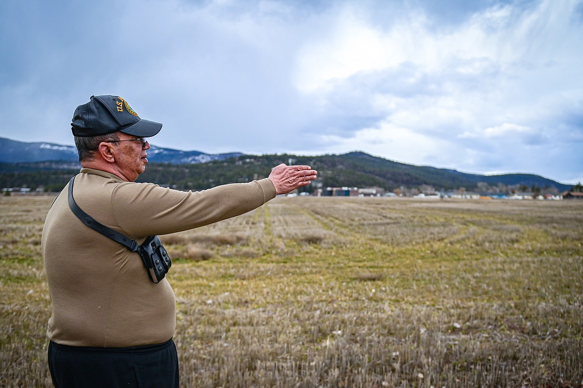 Rudy Mendez stands at the rear of his property along Somers Road bordering the proposed Steamboat Landing subdivision project on Tuesday, March 12. (Casey Kreider/Daily Inter Lake)