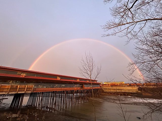 Stacey Mueller, new manager of the Cedar Street Bridge, saw a rainbow she considered a sign while in the process of helping forge a new path for the building.