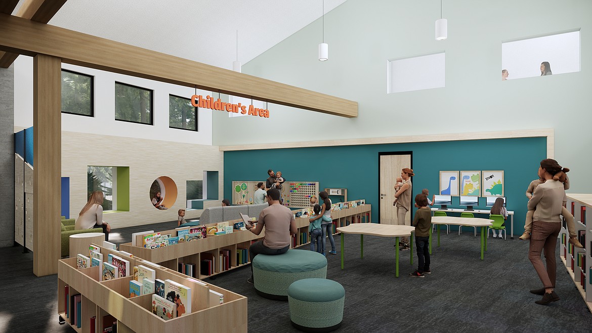 Renderings for the right side of the building show the children's area of the new library. (photo provided)