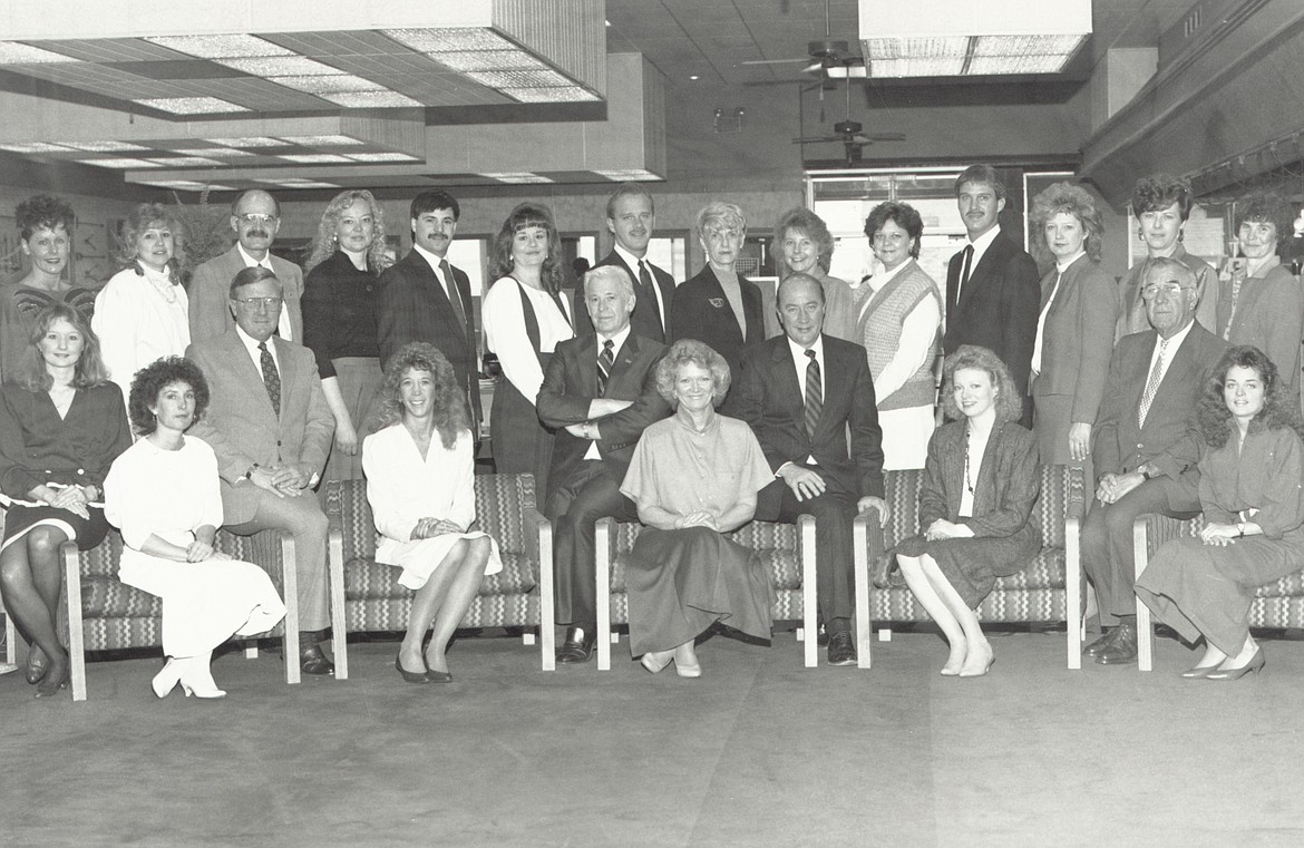 The Valley Bank staff in the 1980s. (Photo courtesy of Valley Bank)