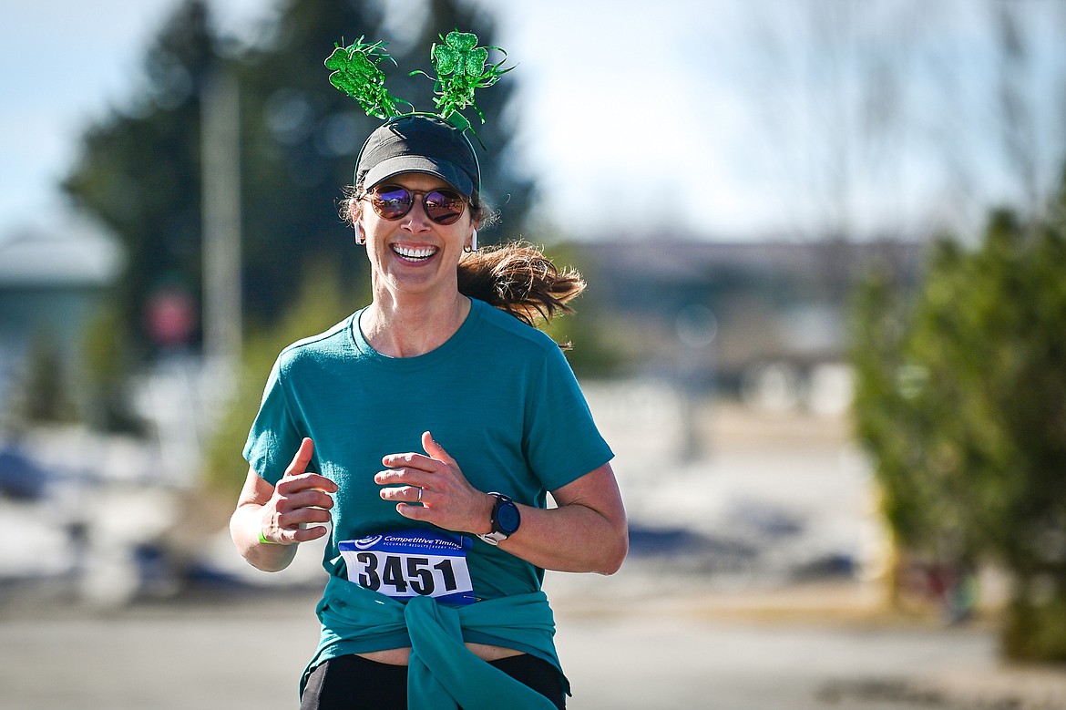 Runners race to the finish line in the 5K run at Cloverfest in Columbia Falls on Saturday, March 16. (Casey Kreider/Daily Inter Lake)