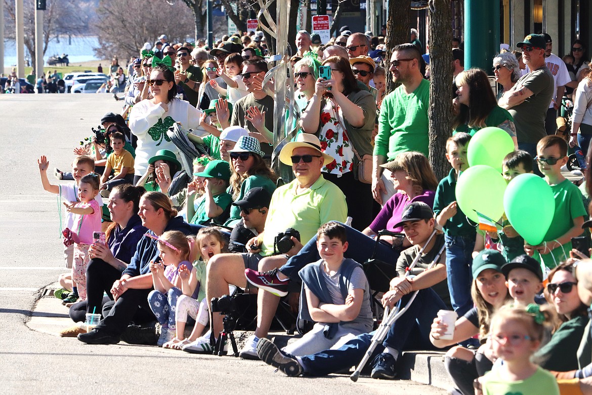 A crowd lines Sherman Avenue for the St. Patrick's Day Parade on Saturday.