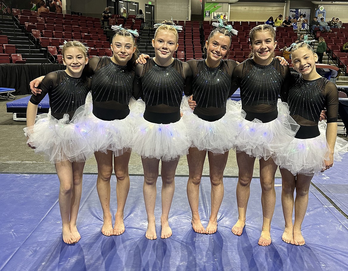 Courtesy photo
Avant Coeur Gymnastics Level 8s took 1st Place Team in the state at the Idaho state championships in Boise. From left are Georgia Carr, Sage Kermelis, Eva Martin, Kate Mauch, Lexie Gersdorf and Kaylee Strimback.
