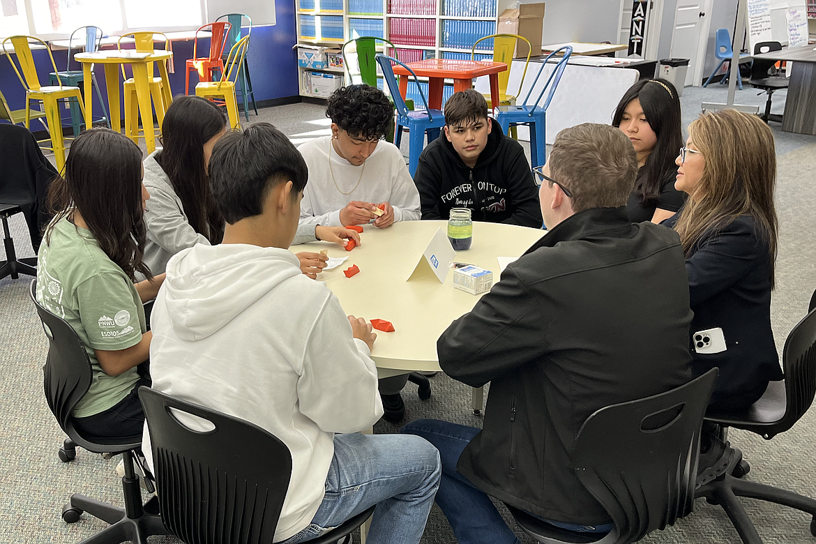 Eighth-grade science students listen to a visiting engineer from the Hanford Nuclear Site at Wahluke Junior High March 15. More professionals will be visiting the school March 22 to speak to the seventh-grade science class.