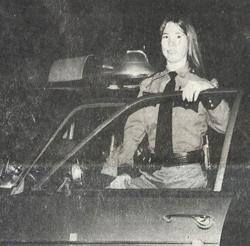 Wendy Carpenter as a 21-year-old reserve officer and dispatcher.