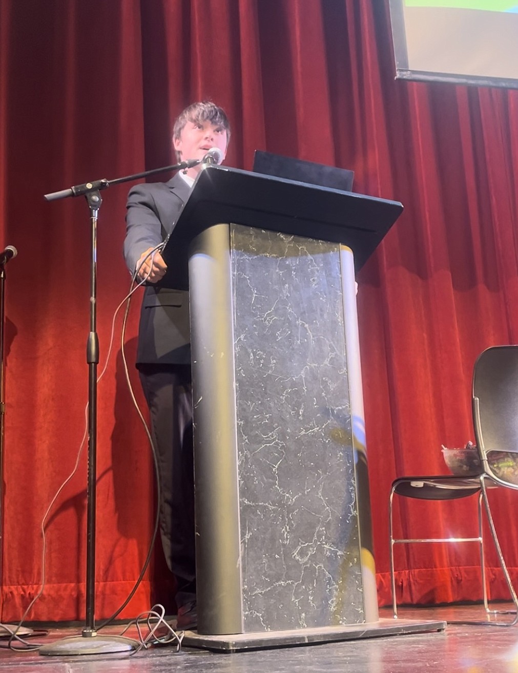 Micah Sandberg gives a speech during FBLA competition. Sandberg, an Ephrata High School sophomore, is the organization’s North Central Region vice president.