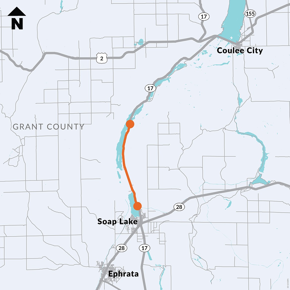 Traffic control road closures will change Monday along the stretch of state Route 17 north of Soap Lake.