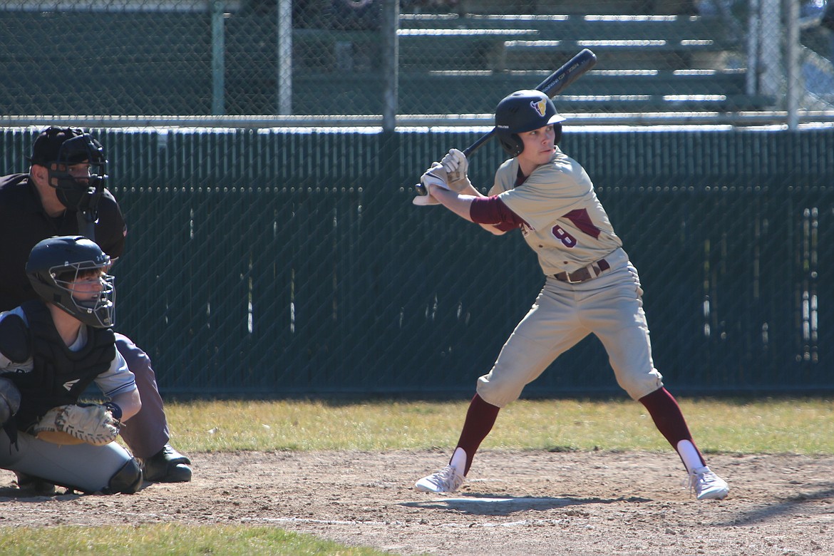 Moses Lake senior Jayce Stuart stands in the batter’s box awaiting a pitch against Chiawana on Marck 14.