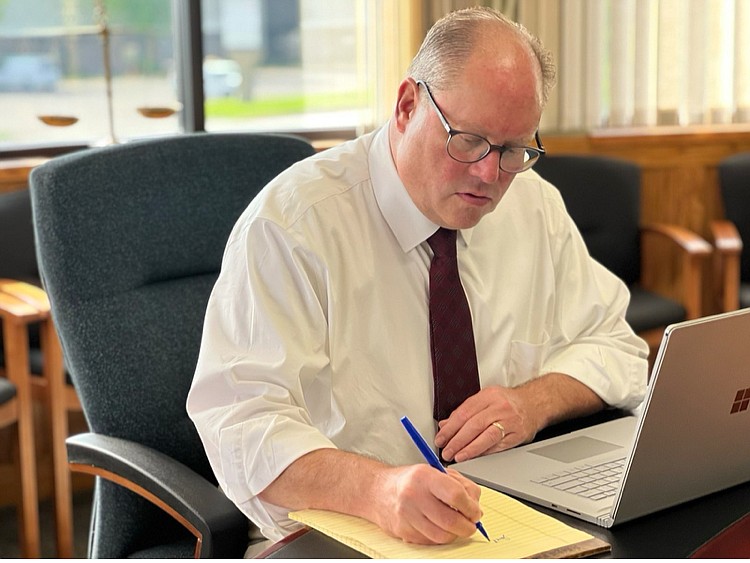 Flathead County District Court Judge Dan Wilson, who is running for Montana Supreme Court, photographed in his office. (Photo courtesy Wilson for Justice)