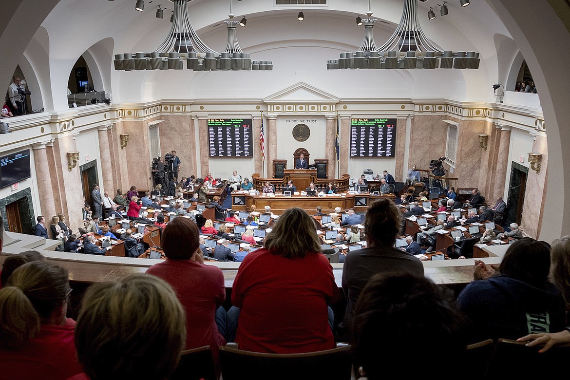 Visitors fill the gallery of the House chamber, Friday, April 13, 2018, in Frankfort, Ky. Kentucky's Republican-dominated legislature wrapped up work Friday, March 22, 2024, on a bill meant to lay the foundation to attract nuclear energy projects to a state where coal has reigned as king for generations, fueling the economy. (AP Photo/Bryan Woolston, File)