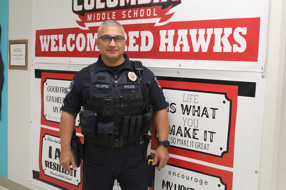 School Resource Officer Ray Lopez of the Moses Lake Police Department is based at Columbia Middle School. Lopez said SROs work to help children and families find what they need.