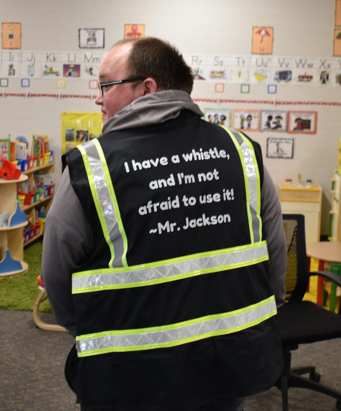 Students at Red Rock Elementary know to listen when Jackson Noftle is on recess duty, and he has the vest to prove it.