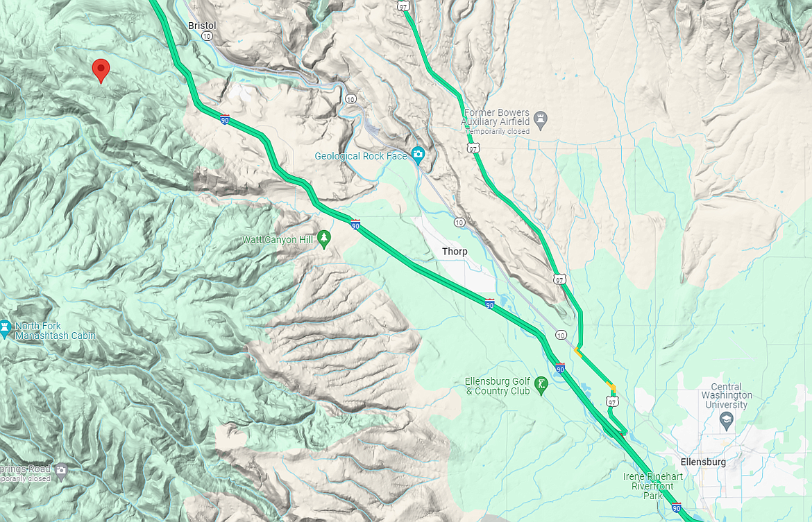 Eight prescribed burns will be conducted in Washington this spring including one northwest of Ellensburg and south of I-90, which has been dubbed the Plumback Fire, red pin, and will cover about 196 acres.