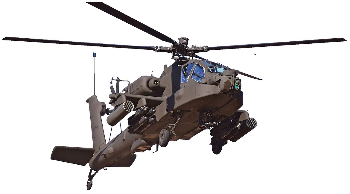 Two U.S. Army pilots were injured near Joint Base Lewis-McChord Monday after the Apache helicopter they were flying in - similar to the one shown here - crashed.