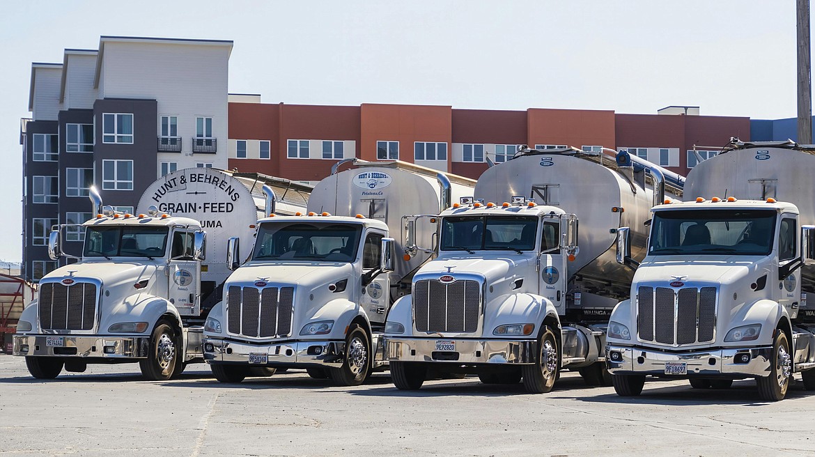 Semi trucks such as those shown here and other large, diesel-burning vehicles often use a compression brake - sometimes called a Jake brake - to slow the vehicle down. A compression brake works by adjusting the engine's exhaust valves so that the engine works as a power-absorbing air compressor, according to Jacobs Vehicle Systems. This compression effect can cause loud noises which some feel is disruptive.