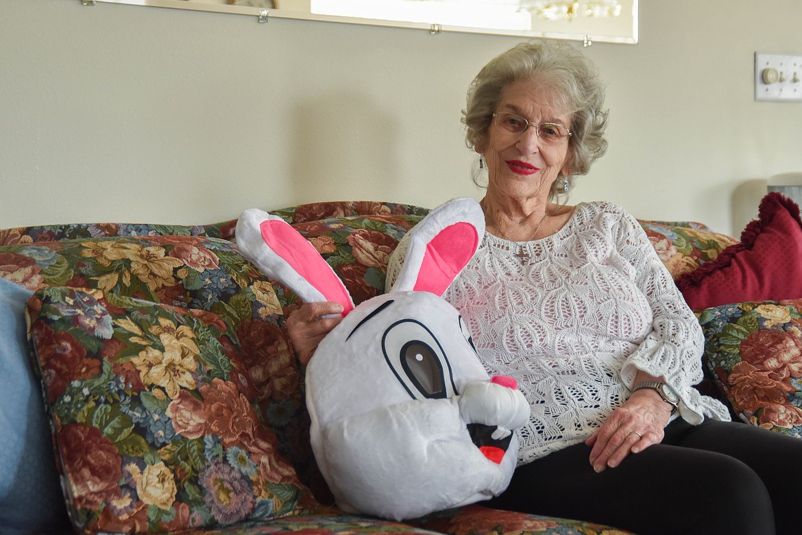 Kalispell resident Rose Nelson plans on dressing up as the Easter Bunny on Easter and going to retirement homes to give out doughnuts. Easter is Nelson's 90th birthday. (Kate Heston/Daily Inter Lake)