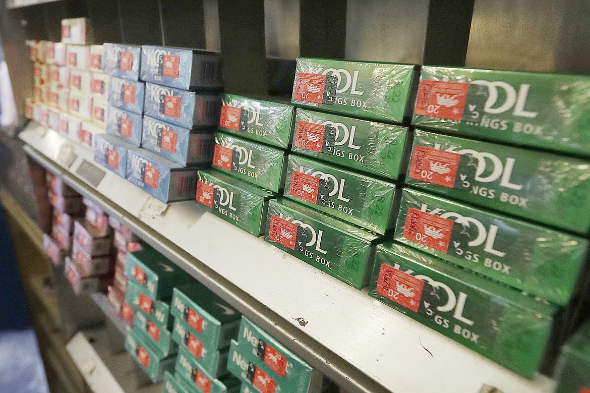 Menthol cigarettes and other tobacco products are displayed at a store in San Francisco on May 17, 2018. Anti-smoking groups filed a lawsuit against the U.S. government on Tuesday, April 2, 2024, over a long-awaited ban on menthol cigarettes, which has been idling at the White House for months. (AP Photo/Jeff Chiu, File)