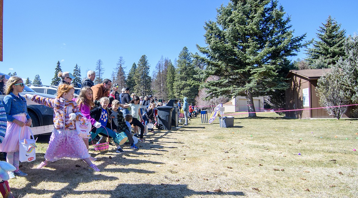 Youngsters get ready to run at the annual Lions Club Easter Egg hunt Sunday at Marantette Park.