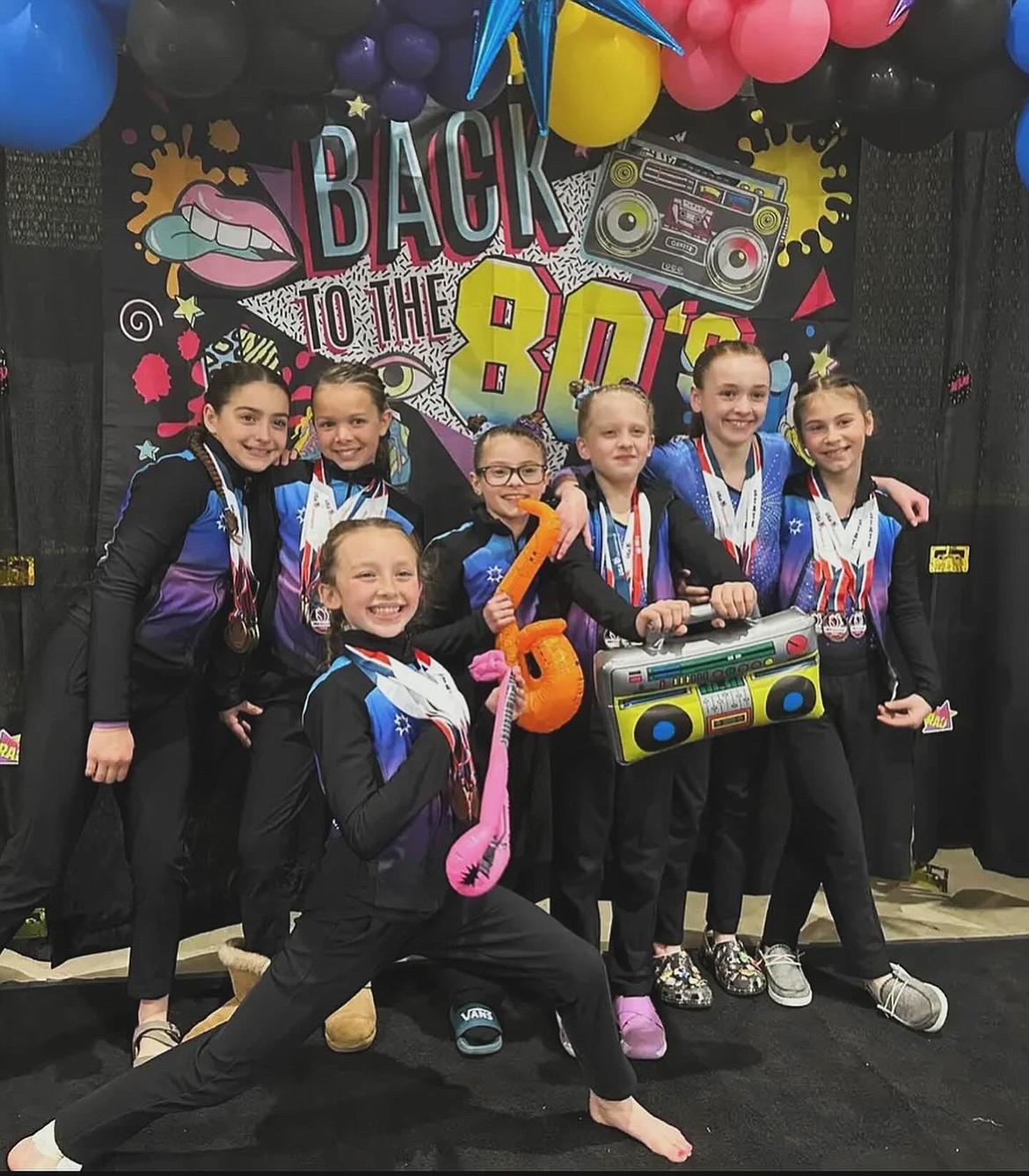 Courtesy photo
GEMS Athletic Center Silver Session 3 at the state Xcel gymnastics championships March 22-24 in Boise. In the front is Ava Witman; and back row from left, Katelynn Clark, Annabeth Gambrino, Faith Robertson, Olivia Smith, Anica Hall and Racine Dudley.