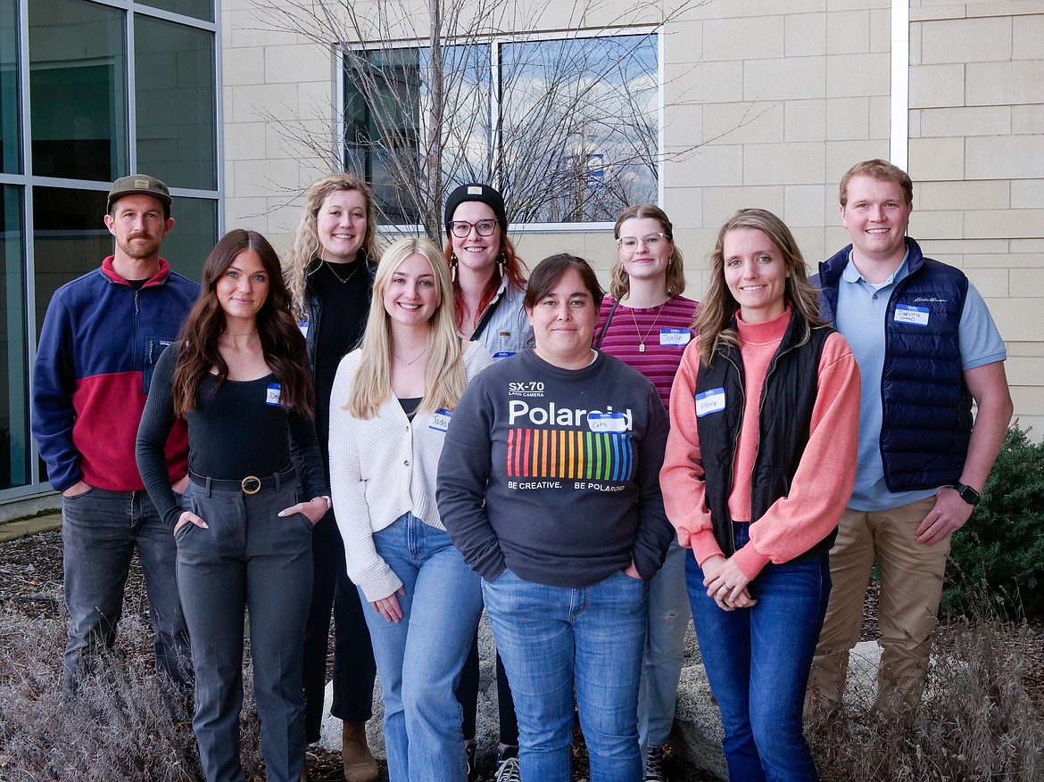 The first group of students in the Idaho State University Accelerated Bachelor of Science in Nursing undergraduate program at Kootenai Health, from left, Mose Duchano, Devon Toussaint, Maysun Bogart, Jaden Preece-Sabrowski, Jessica Netzel, Caitlin Kubale, Joelle Netzel, Mckenna Mitchell, and Dakota “Cody” Frei.