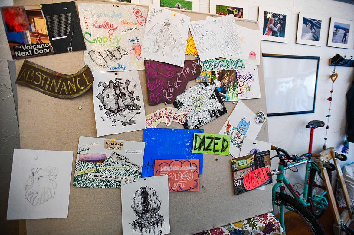A small portion of the artwork on display at the Center for Restorative Youth Justice in Kalispell on Wednesday, April 3. (Casey Kreider/Daily Inter Lake)