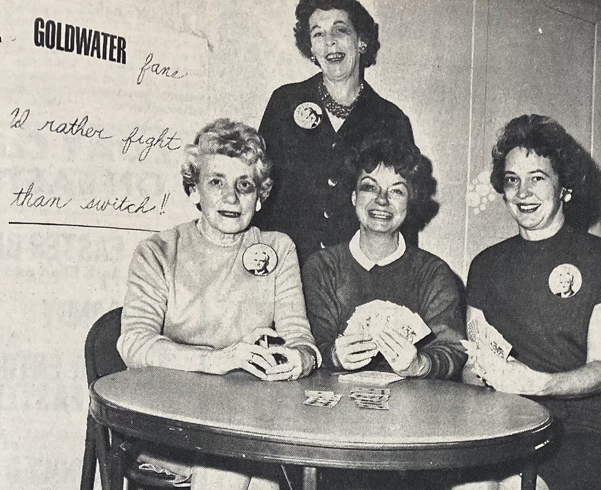 Black-eyed 1964 Barry Goldwater staffers in the local office were (from left): Mrs. Ira Robson, Mrs. Robert Schroeder, Mrs. M.J. Huetter and Mrs. Carter Crimp.