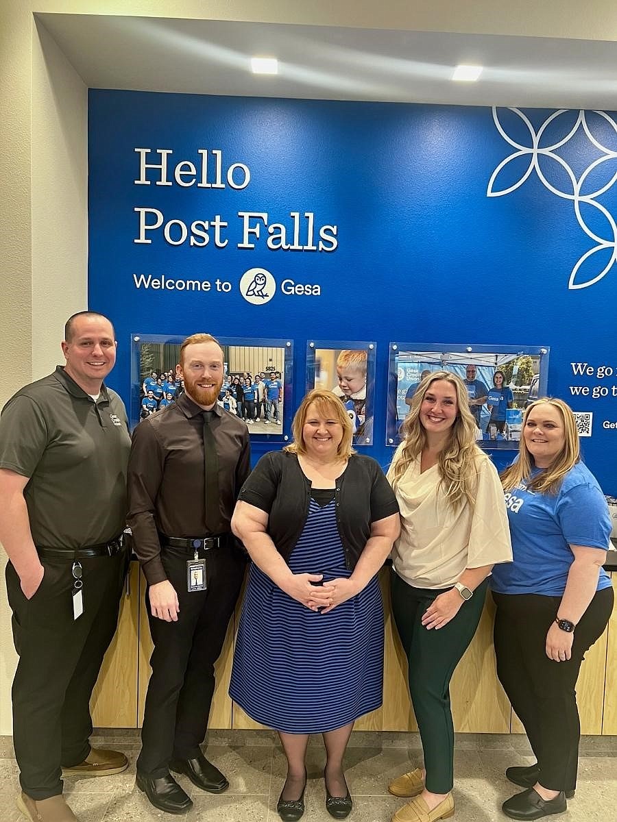 Gesa Credit Union staff (from left) Matt Leslie, senior personal financial representative; Nick Hunter, personal financial representative; Pamela Moore, branch service manager; Jessica Michael, member service associate; and Brooke Sexton, home loan officer.