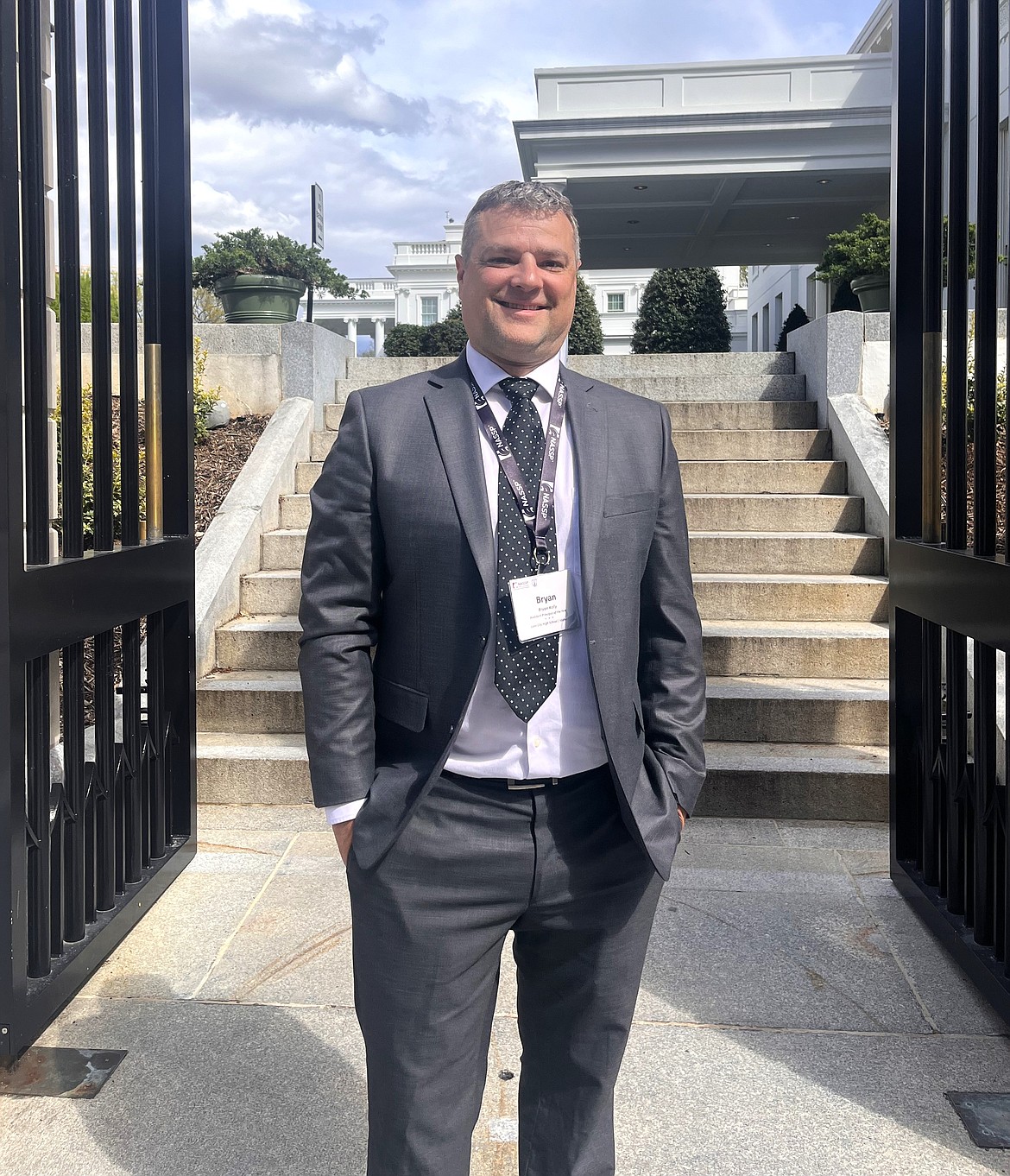 Lake City High School Assistant Principal Bryan Kelly is seen on the steps of the White House while in Washington, D.C. for the National Association of Secondary School Principals program, which was held April 3 through Saturday. Kelly was named the 2024 State of Idaho Assistant Principal of the Year by the Idaho Association of School Administrators' board of directors.