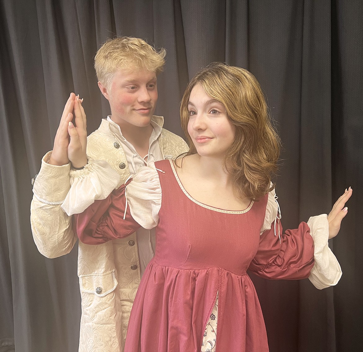 Zaden Stout plays Romeo and Kaylin Stein plays Juliet in the Wolfpack Theatre production of “Romeo and Juliet.”