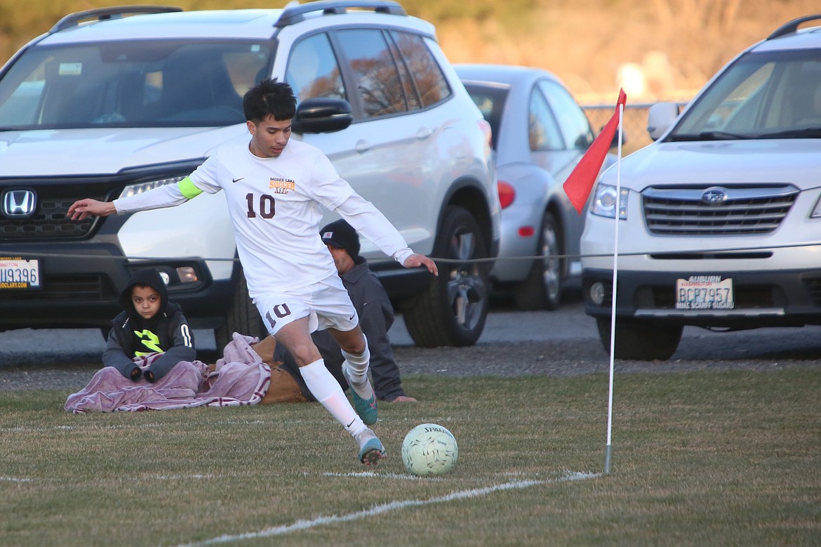 Moses Lake senior Joshua Zamora (10) scored all four of Moses Lake’s goals in Monday’s 4-2 non-league win over Cheney.