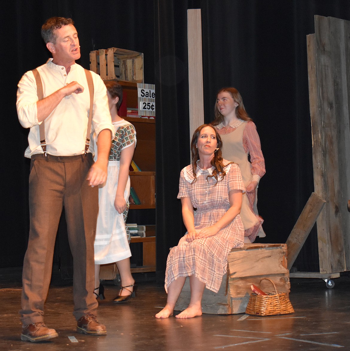 Jimmy Ray (Tim O’Donnell, left), sings to Alice (Amy O’Donnell) about the dangers of flirting with boys like him in the Basin Community Theatre production of “Bright Star.”