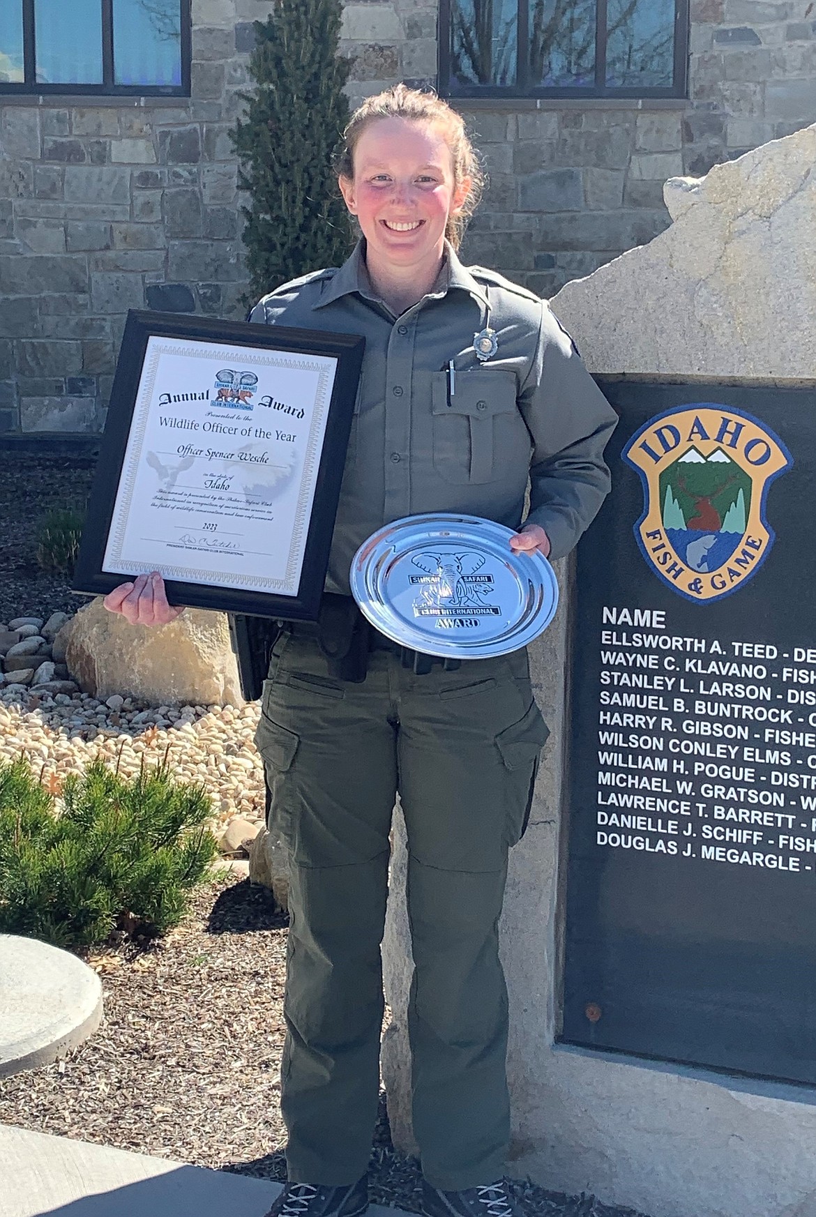 Conservation Officer Spencer Wesche from the Rexburg patrol area as Idaho’s 2023 Shikar-Safari Club International Wildlife Officer of the Year.