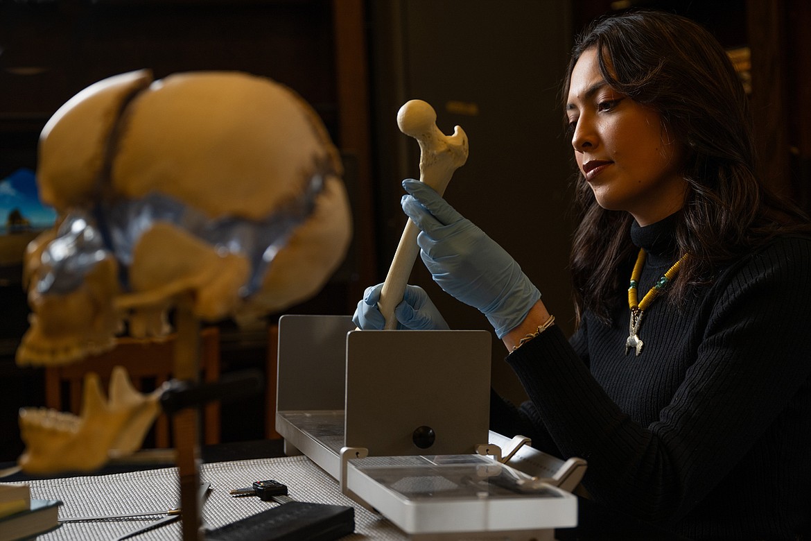 Haley Omeasoo, a doctorate student in forensic and molecular anthropology at UM, works to create the first DNA database of Blackfeet Nation members. (UM Photos by Ryan Brennecke)