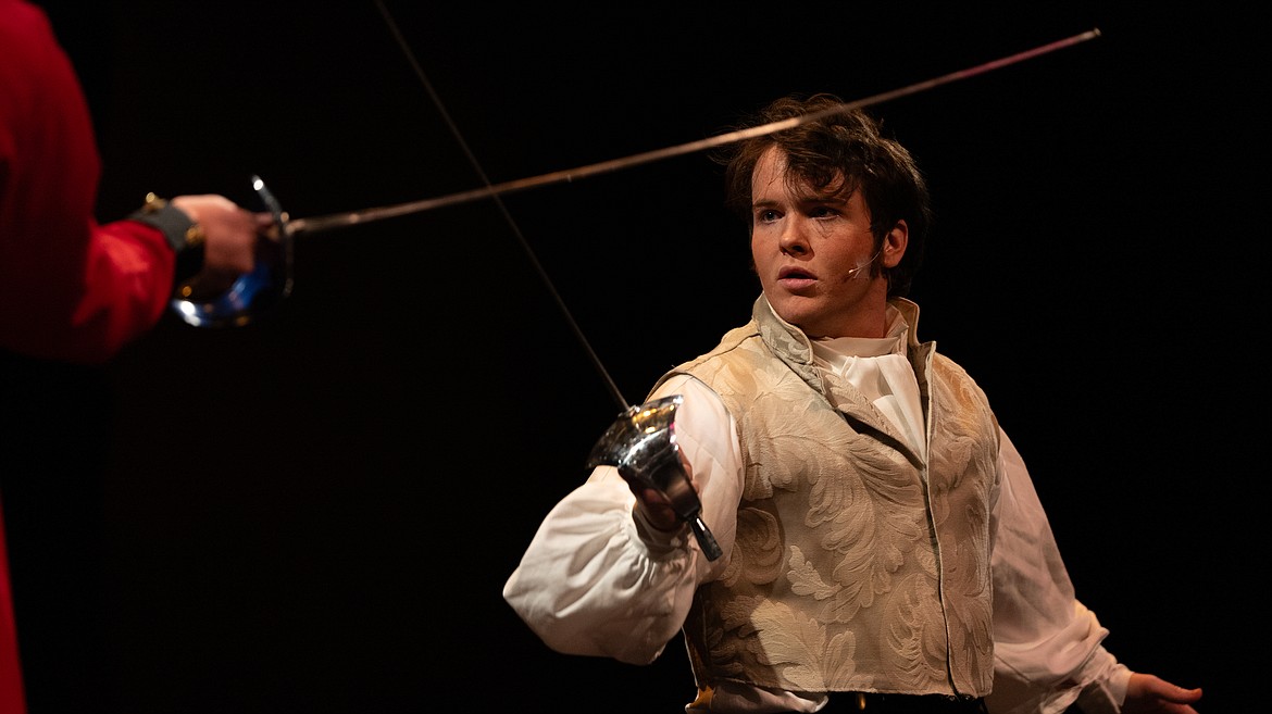 Lawrence McDonell plays the role of Mr. Darcy in a dress rehearsal for North Idaho College’s fall production of “Pride v. Prejudice.” The theater department will present student-led one-act plays beginning Thursday.