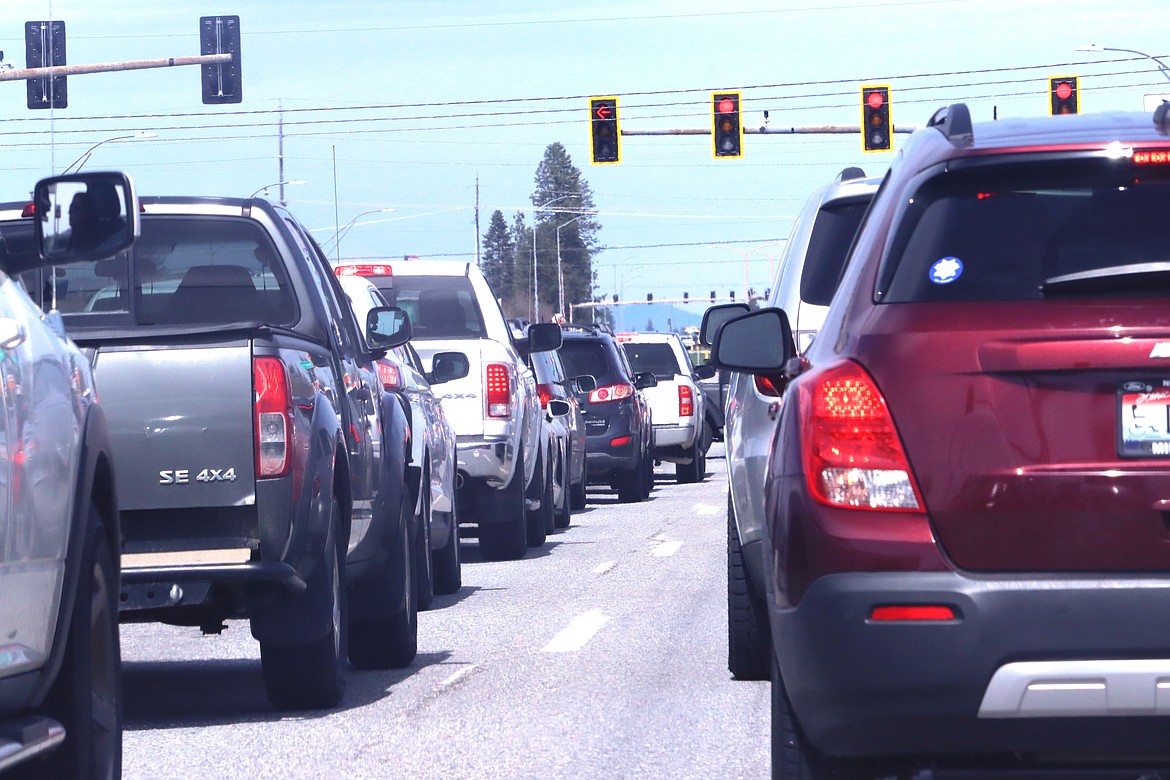 Traffic slows to a stop on U.S. 95 in Coeur d'Alene on Thursday afternoon.