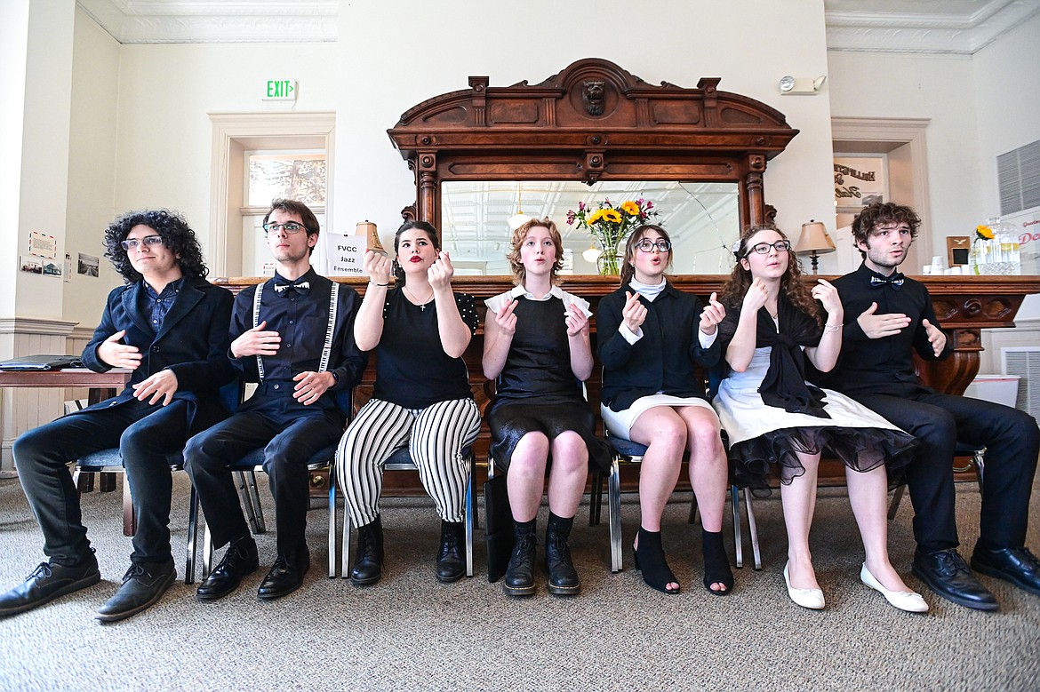 Members of Flathead Valley Community College's Jazz Ensemble perform a variety of songs during Central School's 130th anniversary party at the Northwest Montana History Museum on Friday, April 12. (Casey Kreider/Daily Inter Lake)