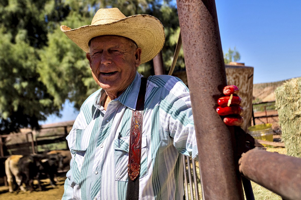 Cliven Bundy stands in a cattle pen at his ranch, Tuesday, April 9, 2024, in Bunkerville, NV. Ten years have passed since hundreds of protesters including armed riflemen answered a family call for help which forced U.S. agents and contract cowboys to abandon an effort to round up family cattle in a dispute over grazing permits and fees. Despite federal prosecutions, no family members were convicted of a crime. (AP Photo/Ty ONeil)