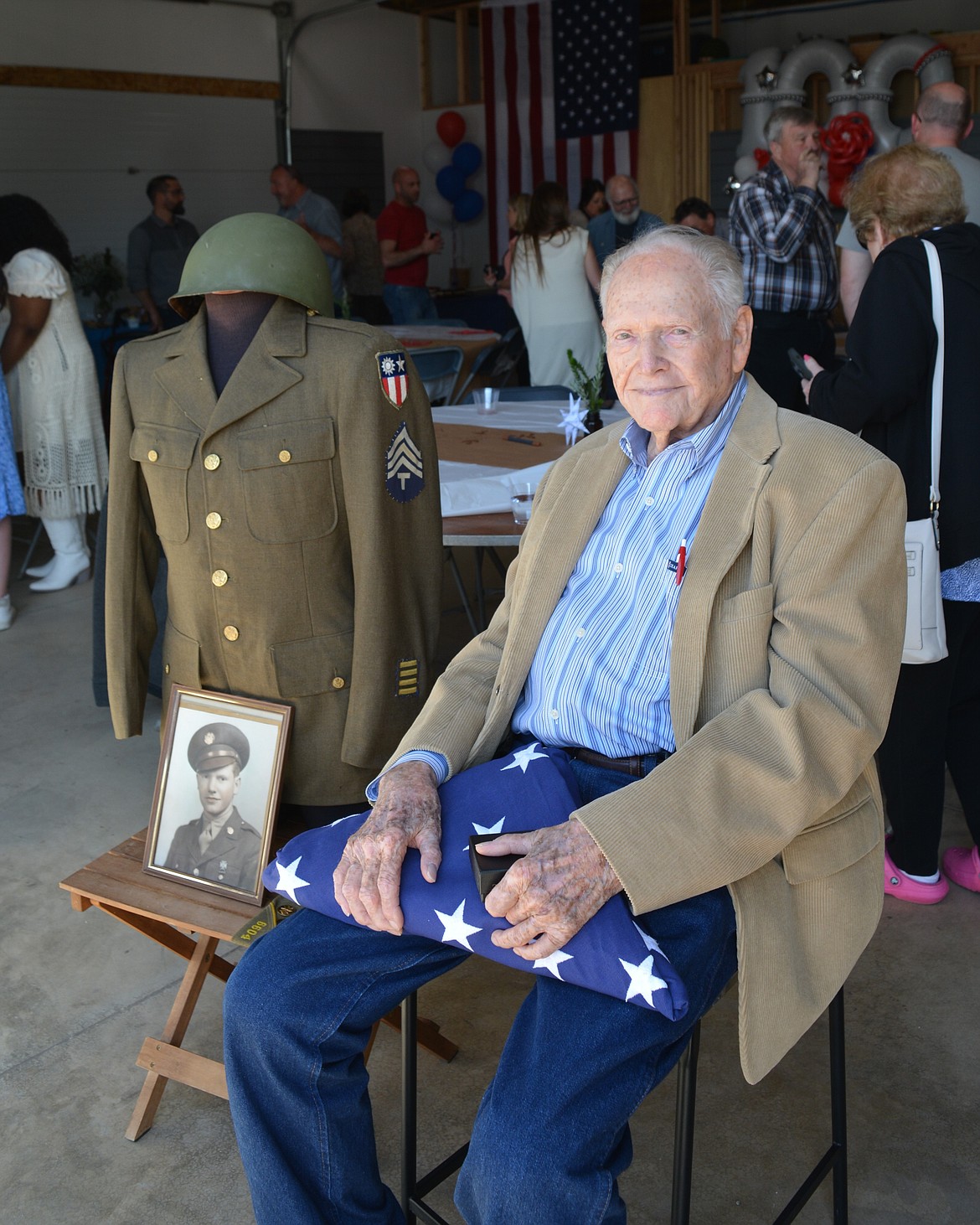 Robert Gwin celebrated his 100th birthday Saturday and received a flag as part of a presentation by the Kootenai County honor guard. Gwin was selected to be in the Signal Corps and served in Burma (now Myanmar). He served as a high-speed radio operator from Jan. 13, 1943, to Nov. 19, 1945.