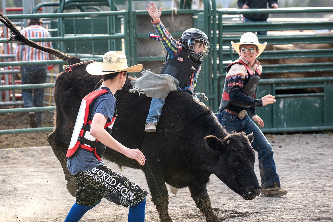 A young rider gets in some practice at Baldwin Bucking Bulls Friday, April 12. (Avery Howe photo)