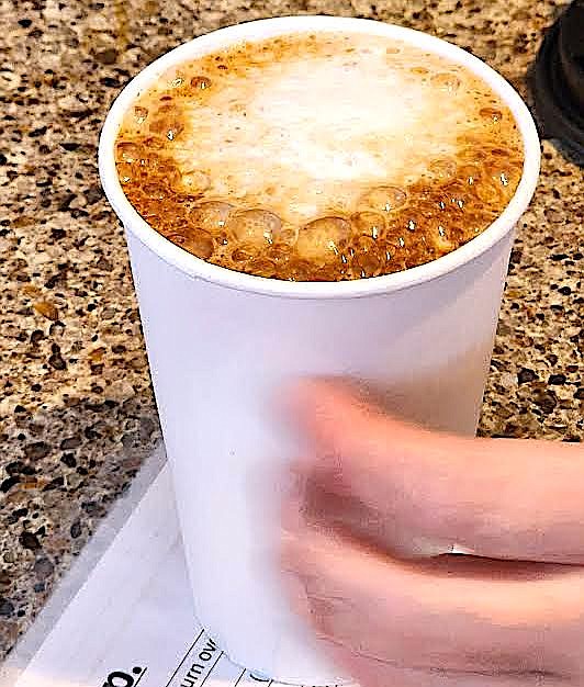 A cup of Daybreaker Coffee and Pastry's locally roasted and ground coffee from Good Coffee is ready to go to a lucky customer. (Berl Tiskus/Leader)