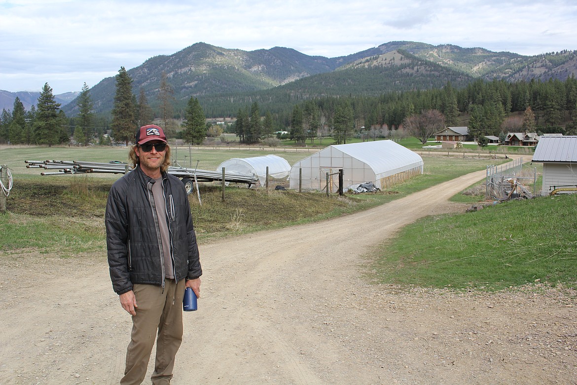 Michael Davidson, owner-farmer, of Crescent Ridge Farm in Alberton is about to start plowing and planting his organic produce and flowers. Three of his greenhouses have had plants that started several weeks ago as he has over 40 varieties pf produce for the 2024 season. (Monte Turner/Mineral Independent)