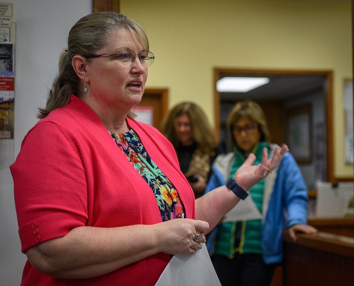 Sanders County Public Health Department's Karren McKinzie discusses ongoing tabacco prevention programs. (Tracy Scott/Valley Press)