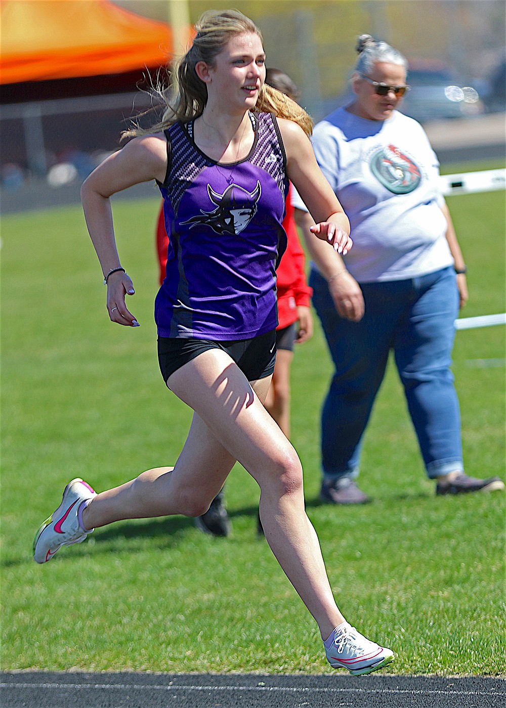 Charlo's Ada Cote won the 800 meter run at the Dave Tripp Memorial Track Meet, held Saturday in Polson. (Bob Gunderson photo)