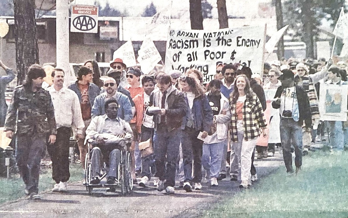 1,000 protesters parade against the first skinhead conference.