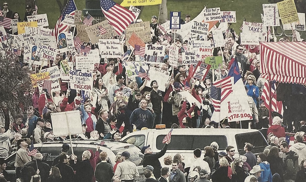 About 1,000 local Tea Party members protest on Tax Day 2009.