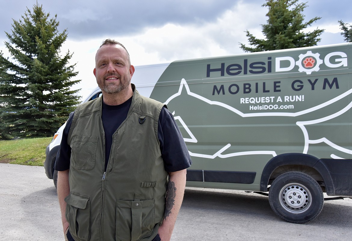 Matt DeFries is the owner of Helsi Mobile Dog Gym, a mobile gym that provides exercise for dogs using treadmills. (Heidi Desch/Daily Inter Lake)