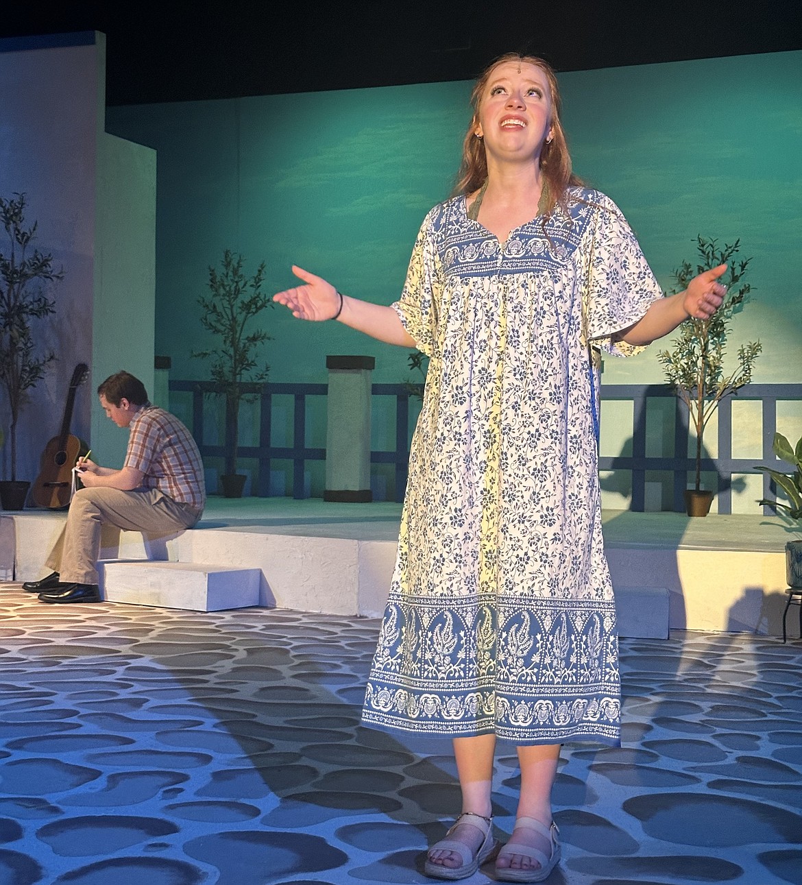 Aaron Sadler, left, plays Sam as Paige Wilton performs as Donna in the Coeur d'Alene High School Theatre Department's production of "Mamma Mia," on stage through April 27.