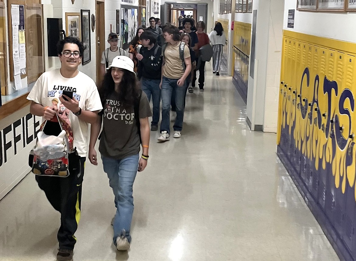 Students walk the halls at Kellogg High School.